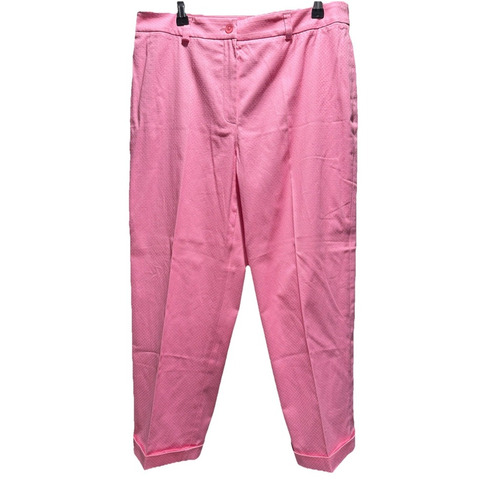 Jones New York Signature Pink Ankle Pants Size 10 Textured Cuffed Hem Spring NWT